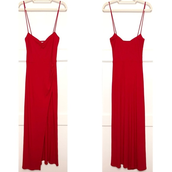 REFORMATION 90s Rib Knit Sweetheart Neck Sleeveless Ruched Side Slit Dress M - Picture 3 of 5